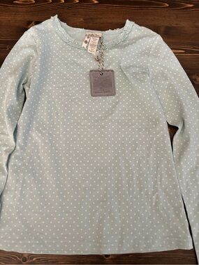 Matilda Jane Mint Polka Dot Ruffle Neck Tee